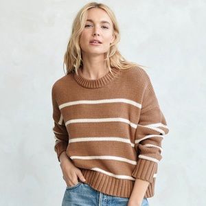 Jenni Kayne Chloe Crewneck (Color Camel Stripe, Size XS)